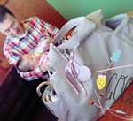 産後初めての家族一緒の外食　ルカルカ　ピクニックトート　マザーズバッグ　Ｌグレー